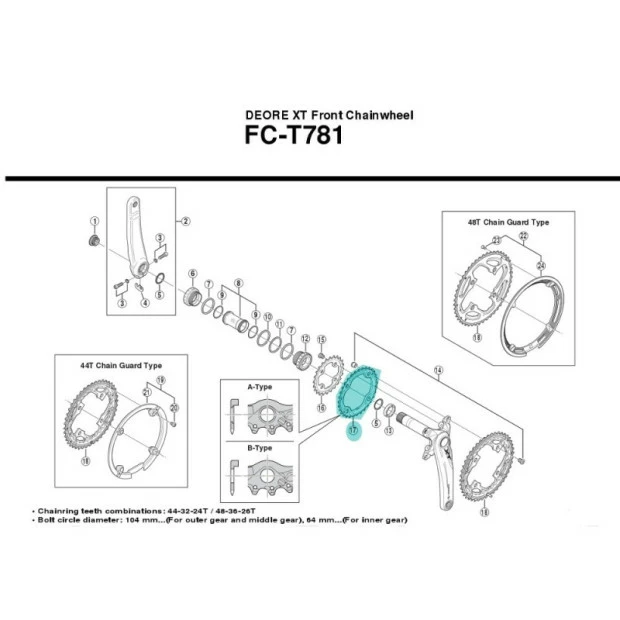 Plateau Shimano Deore XT Intérieur 32T B-Type - Y1MM98130 3 Plateau Shimano Deore XT Intérieur 32T B-Type - Y1MM98130